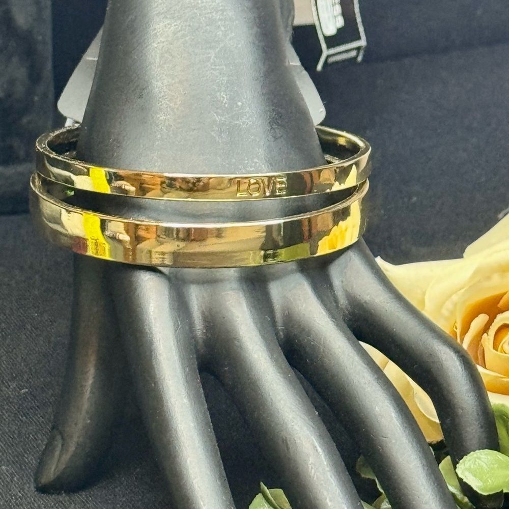 Lane Bryant Set of 2 Gold Bangle Bracelets Love